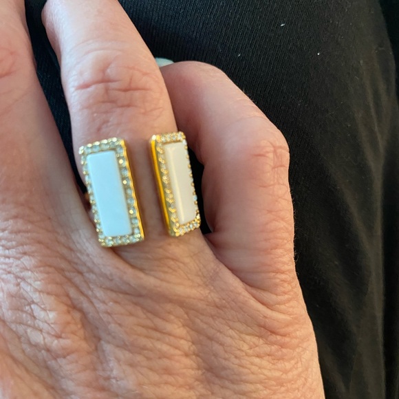 COPY - Kate Spade mother of pearl and rhinestone ring.  Size 5 to Size 6. - Picture 2 of 5